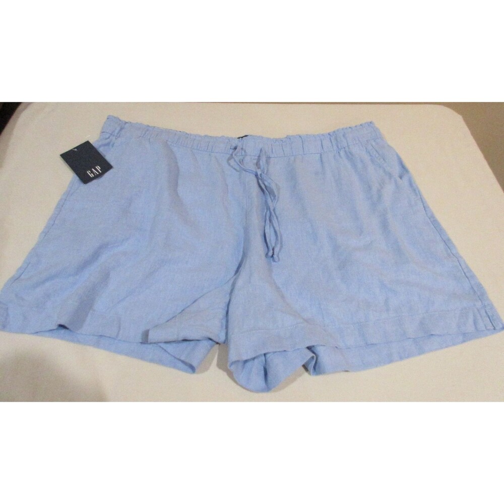 NWT Gap Linen Pull-On Short Women Lt. Blue XXL Pockets MSRP 44.99